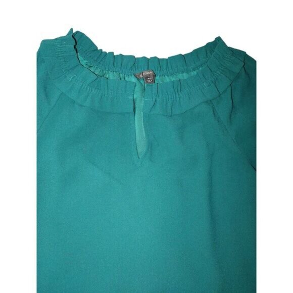 J. Crew Drapey Ruffleneck Top‎ in 365 Crepe Womens XS Forest Green Forestcore - Picture 3 of 9
